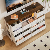 Dresser, White Dresser for Bedroom with LED Lights & Charging Station, TV Stand Dresser