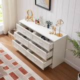 White Dresser for Bedroom, 6 Drawer Dressers with Antique Handles, Wood Chest of