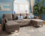 Sectional Sofa, Chenille U-Shaped Couch with Chaises and 2 Armrest Pillows,