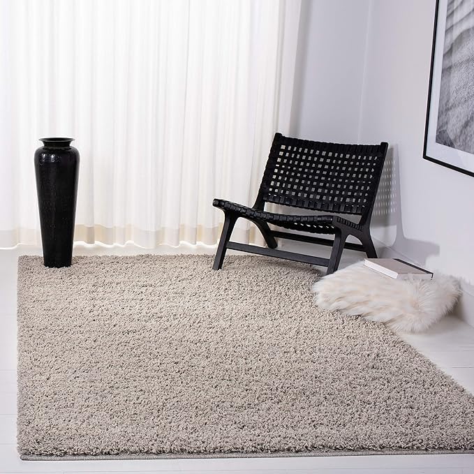 Shag Collection Area Rug - 10' x 14', Taupe, Solid Design, Non-Shedding & Easy Care, 1.8