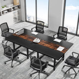 Small Conference Room Table for 4 People, Rustic Square 39.4L X 39.4W X 29.52H