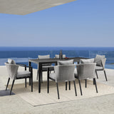 Living Aileen Modern Outdoor Patio Dining Set, 7 Piece, Black