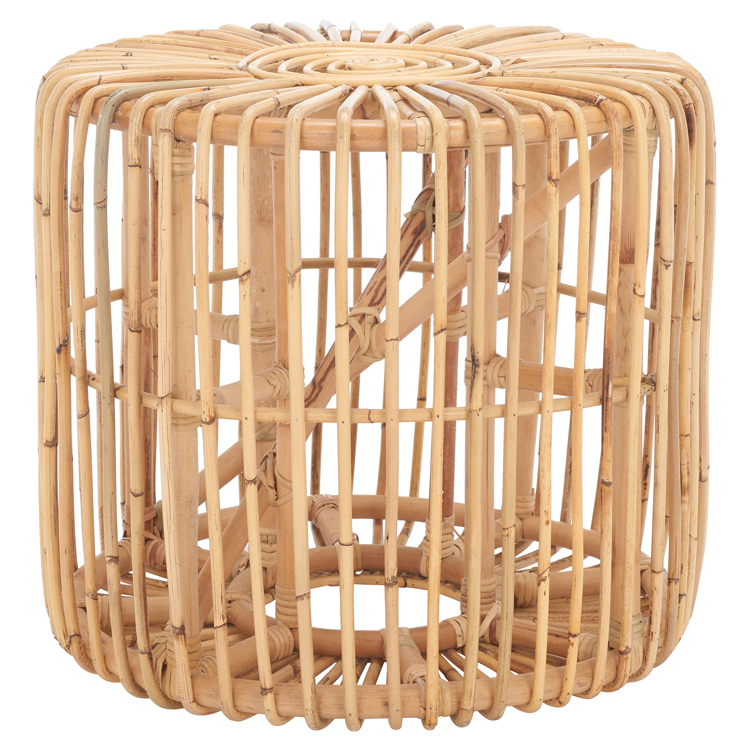 Home Collection Jabez Tropical Coastal Natural Rattan Round Drum Accent