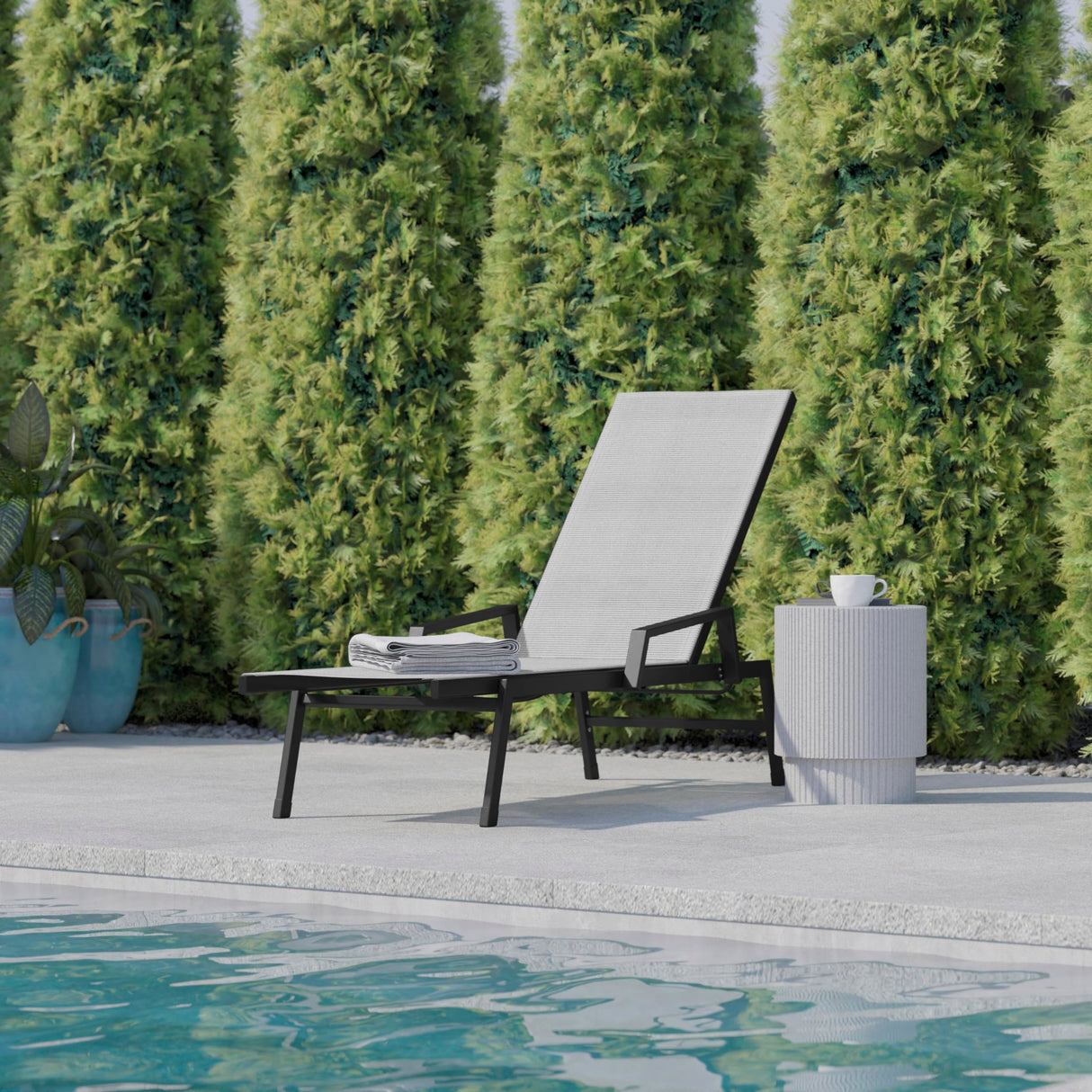 Brazos Adjustable Chaise Lounge Chair with Arms