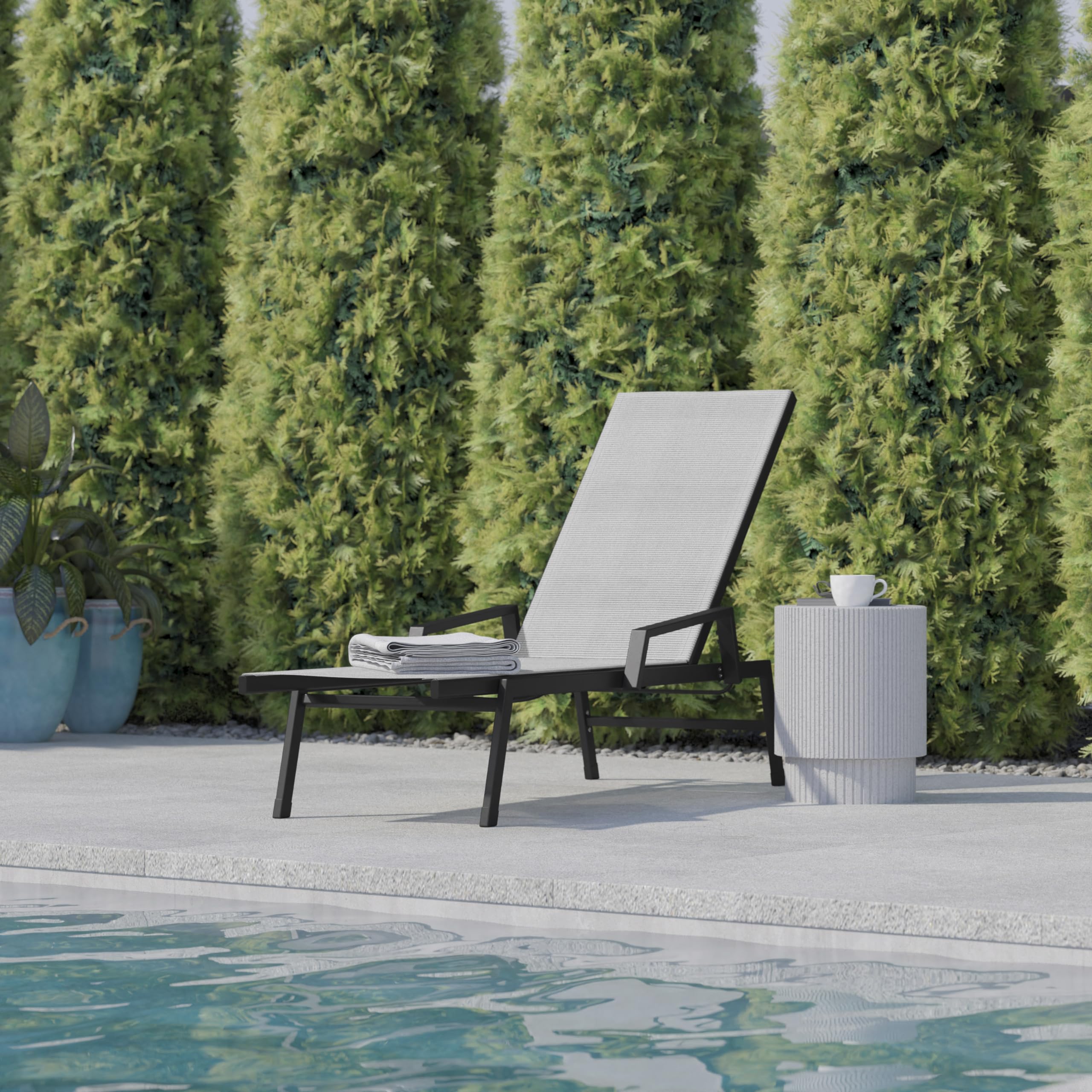 Brazos Adjustable Chaise Lounge Chair with Arms
