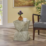 Lux Outdoor Weight Concrete Side Table, Light Gray