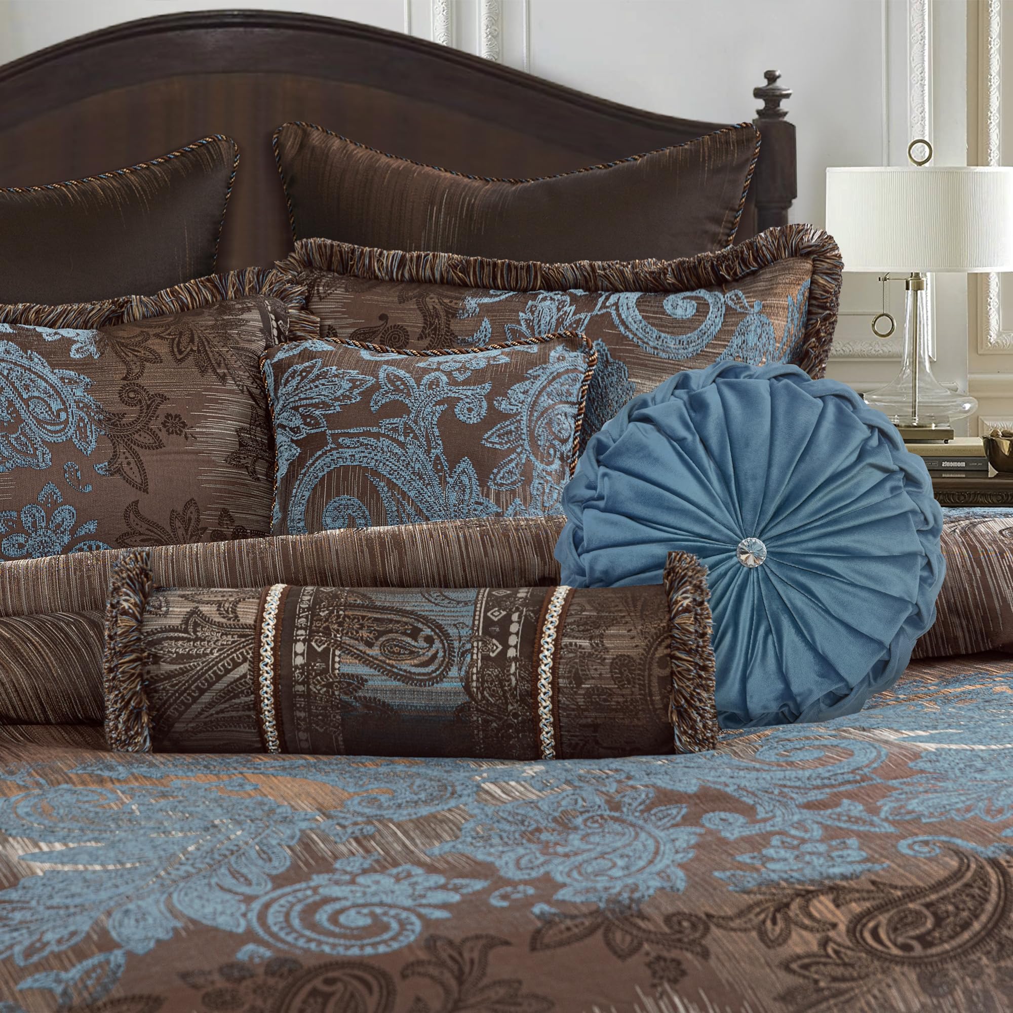 9-Piece Queen Comforter Set - Vintage Paisley Jacquard Bedding