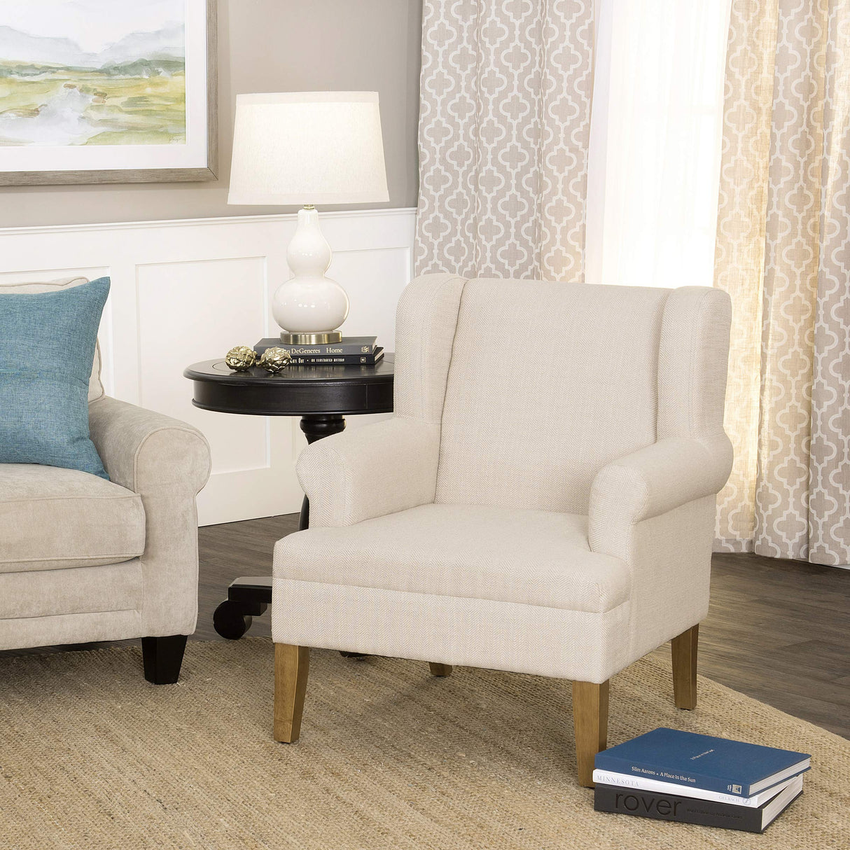 HomePop Emerson Wingback Accent Chair, Cream Small