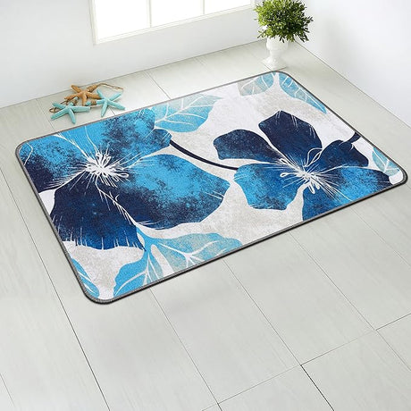 Solana Modern Floral 7'10" x 10'3" Area Rugs Non-Skid (Non-Slip) Rubber Backing Blue