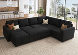 Modular Sectional Sleeper Sofa Bed, Sectional Couch with Pullout Bed U Shaped Modular Couch