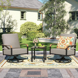 Outdoor Bistro Set, 3 Piece Swivel Glider Rocking Chairs Patio Conversation Furniture Set