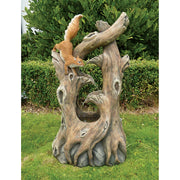 LED Light - Nearly 3 Foot Tall Tree Squirrel Garden Decor Fountain - Outdoor Water Feature