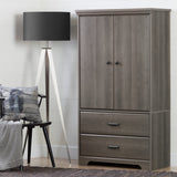 Versa 2-Door Armoire with Drawers, Gray Maple