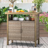 Outdoor Storage Cabinet, Patio Bar Table with Two Doors and Shelves