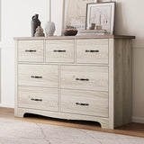 Modern 7 Drawers Dresser for Bedroom, Wood Dresser Tall Chest of Drawers