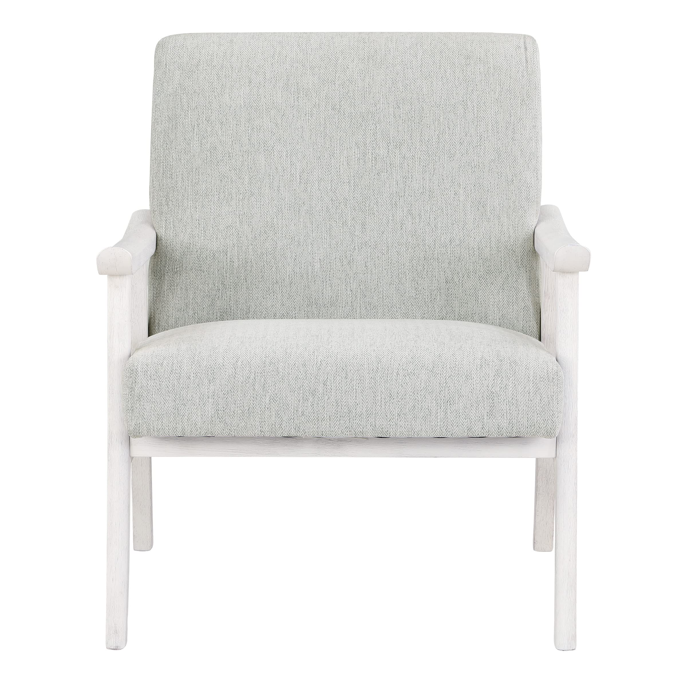 Home Furnishings Weldon Mid-Century Modern Armchair, Smoke Fabric with Antique White Finished Frame