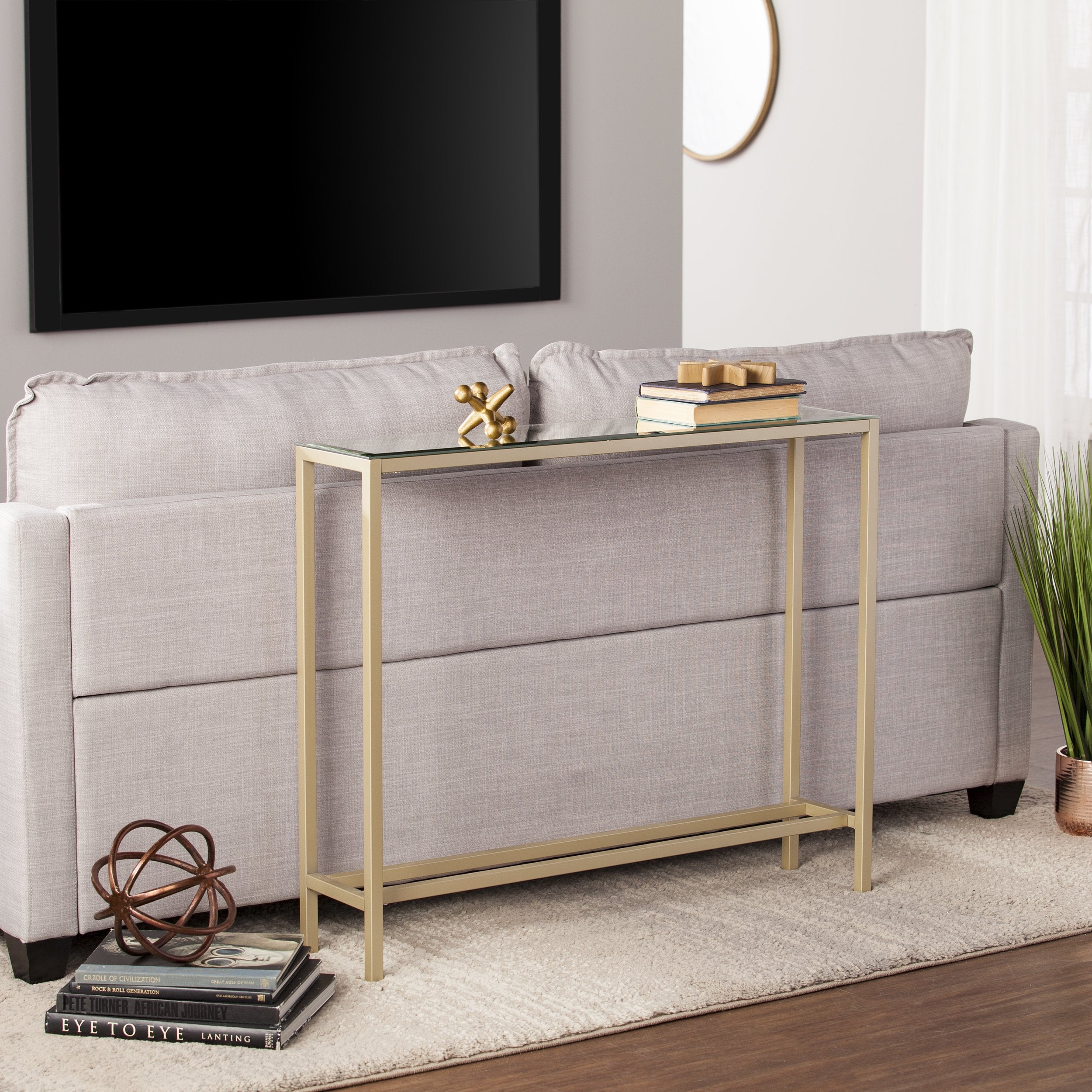 Southern Enterprises Darrin Narrow Console Table, 36" W, Metallic gold, AMZ7929MC