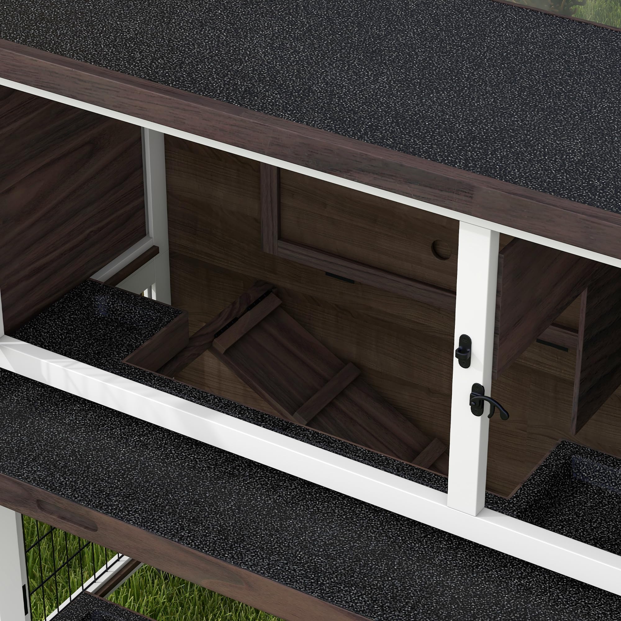 Rabbit Hutch, Outdoor 2-Tier Rabbit Cage, 46" Wooden Guinea Pig Cage