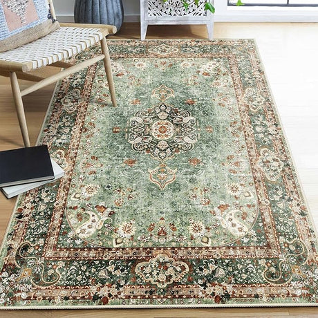 Green Rug 3x5,Washable Area Rugs for Bedroom Living Room Kitchen Entryway,