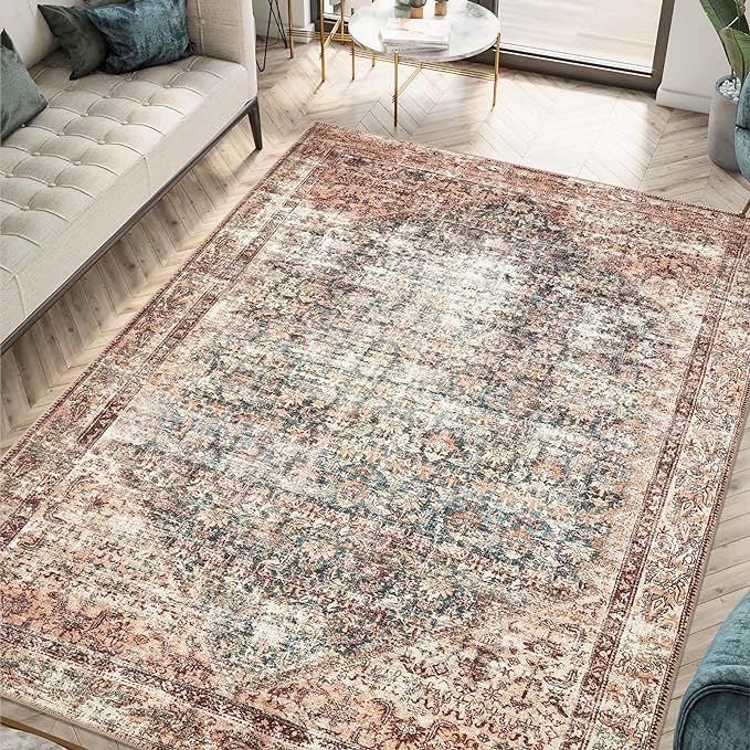 Machine Washable Area Rugs with Non-Slip Backing, Ideal for Hallway, Living Room