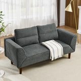 Convertible Futon Sofa Bed, Comfy Padded Loveseat Sleeper Sofa with Adjustable Armrest & Solid Wood Legs,