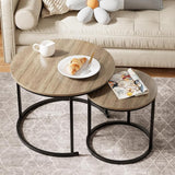 Nesting Coffee Table Round Side Table Set of 2 End Tables for Living Room Bedroom