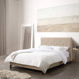 Nova Ridge Upholstered Button-Tufted Bed Frame, Full Cream