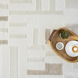 Beige Geometric Area Rug 5' x 8' - Maze Design