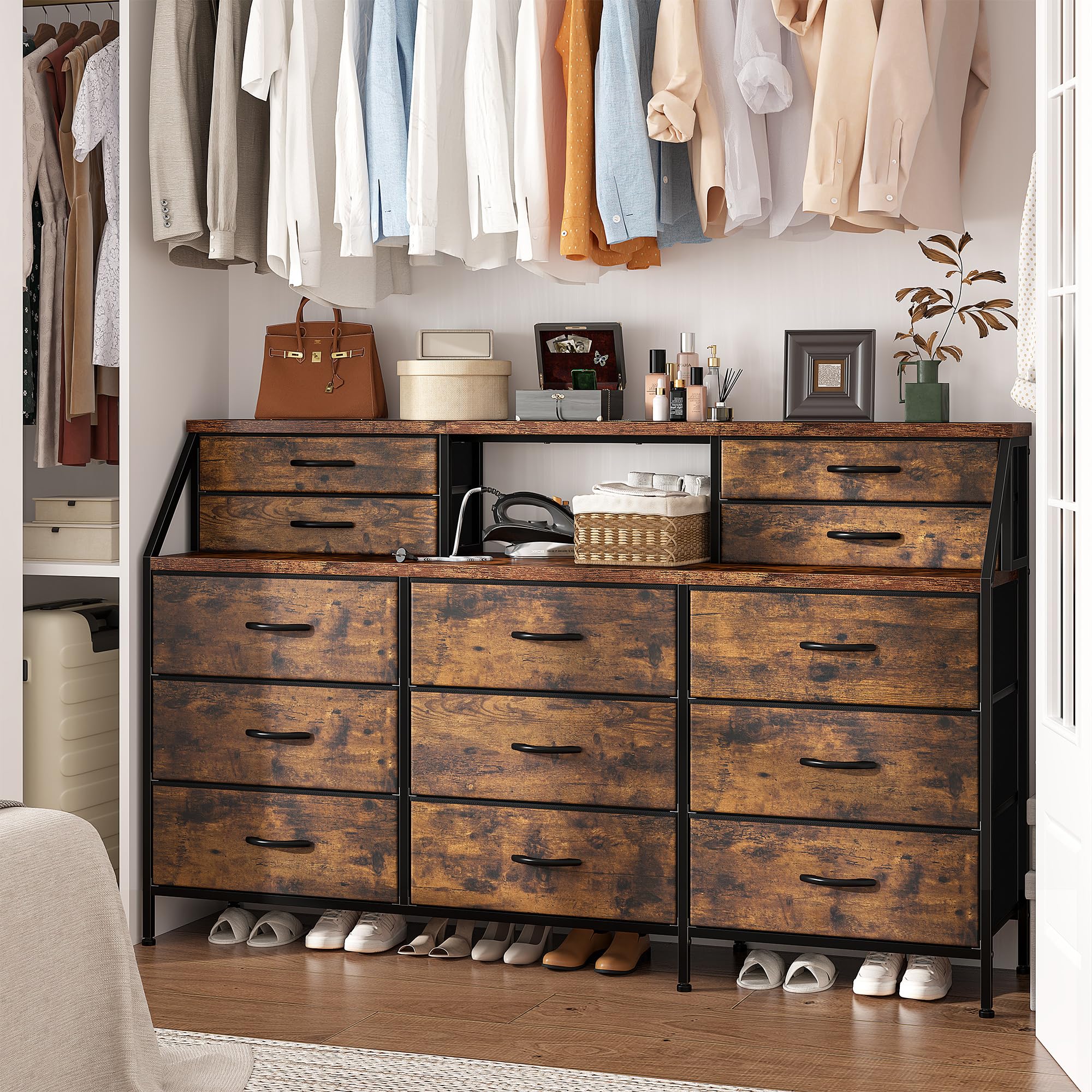 55”W Dresser for Bedroom, Dresser with 13 Large Drawer, Dressers & Chests of Drawers