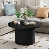 35.4”Round Coffee Table, Modern Coffee Table, Wood Table & Center Table for Living