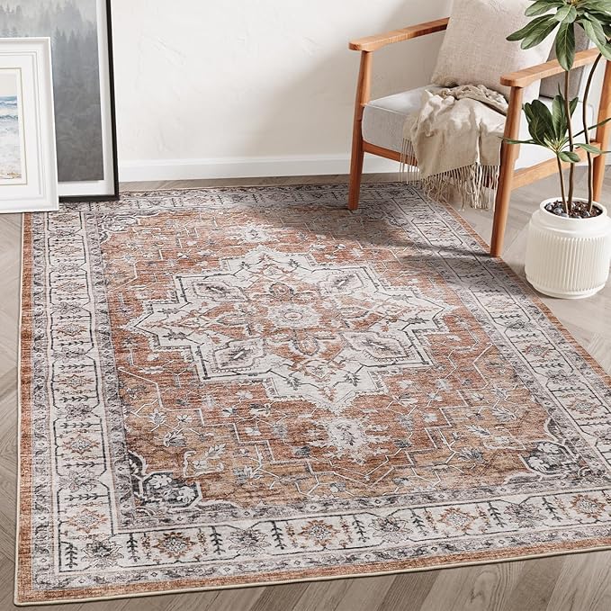 9x12 Area Rugs for Living Room,Ultra-Thin Washable Rug, Non-Slip Lightweight Foldable