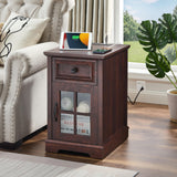 Farmhouse XXL End Table with Charging Station, Side Table with USB Ports and Outlets