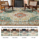 10x14 Vintage Area Rug - Large Boho Carpet with Non-Slip Backing