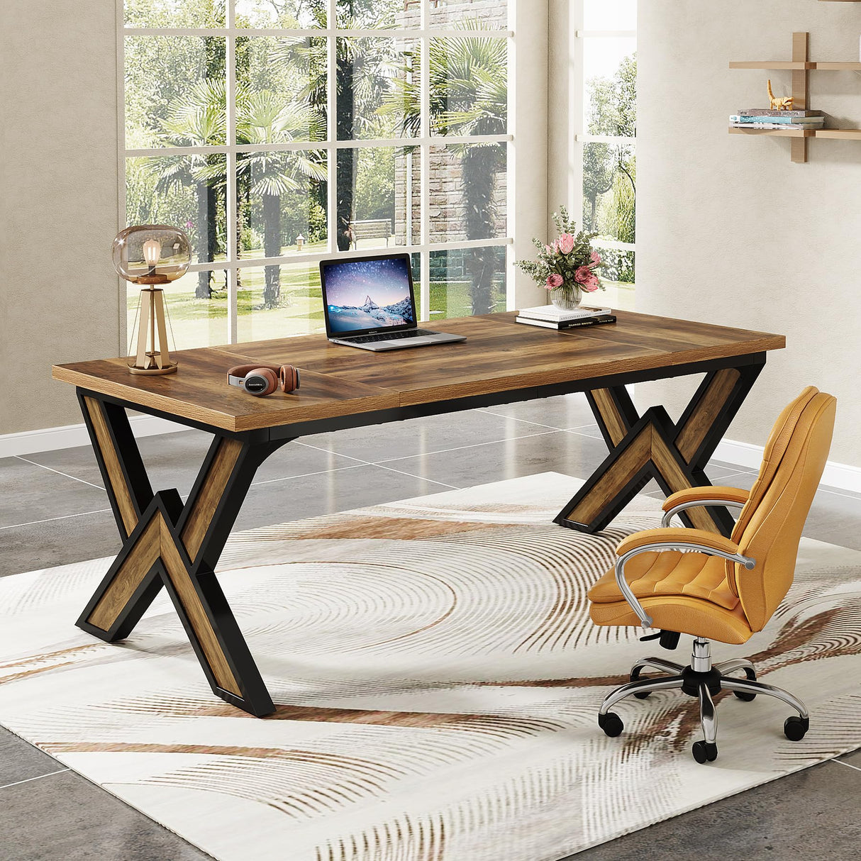 63 Inches Large Office Desk, Modern Executive Computer Desk