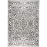 Patio Country Dahlia Transitional Medallion Indoor/Outdoor Area Rug, Grey/Black