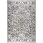 Patio Country Dahlia Transitional Medallion Indoor/Outdoor Area Rug, Grey/Black