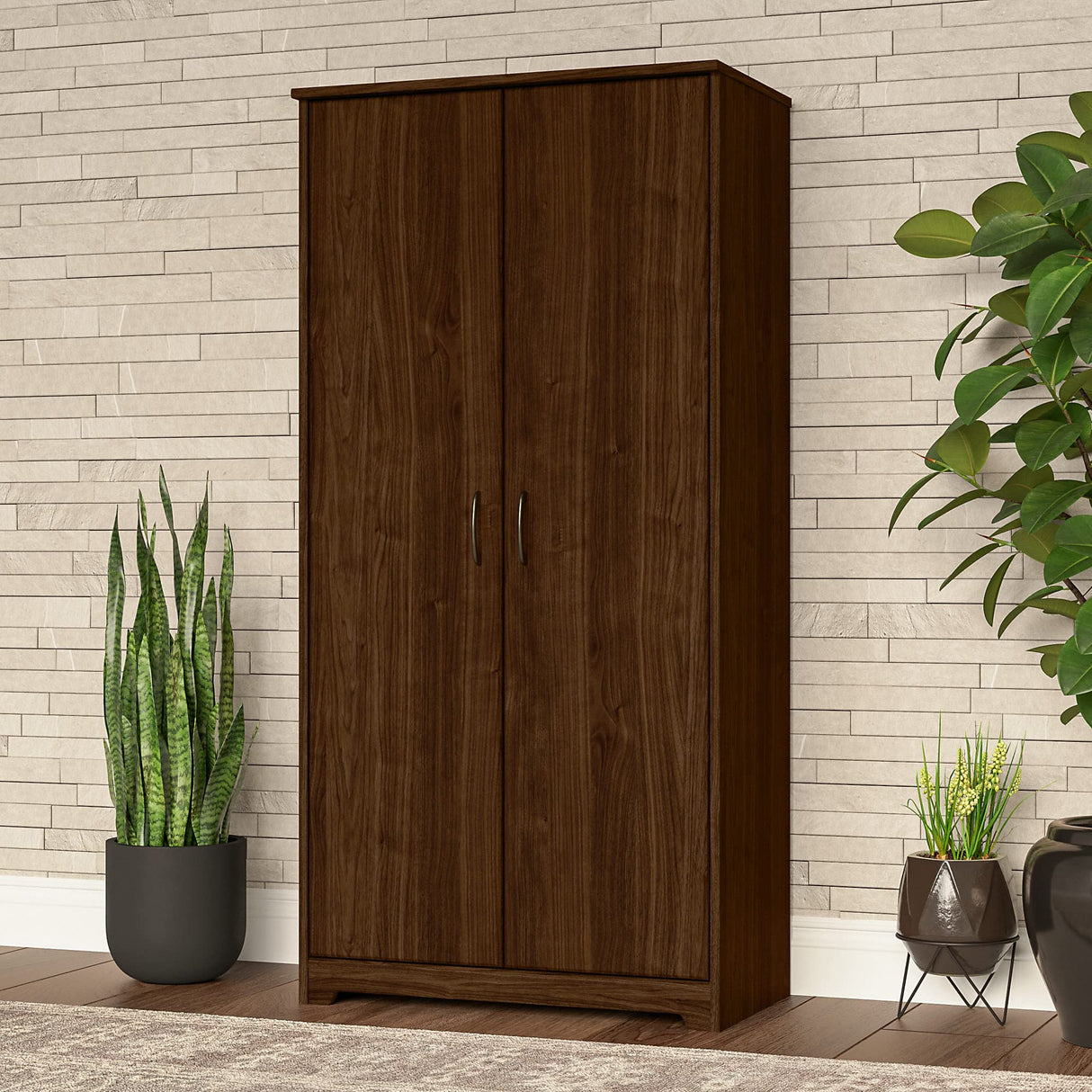 Cabot Tall Storage Cabinet with Doors in Modern Walnut