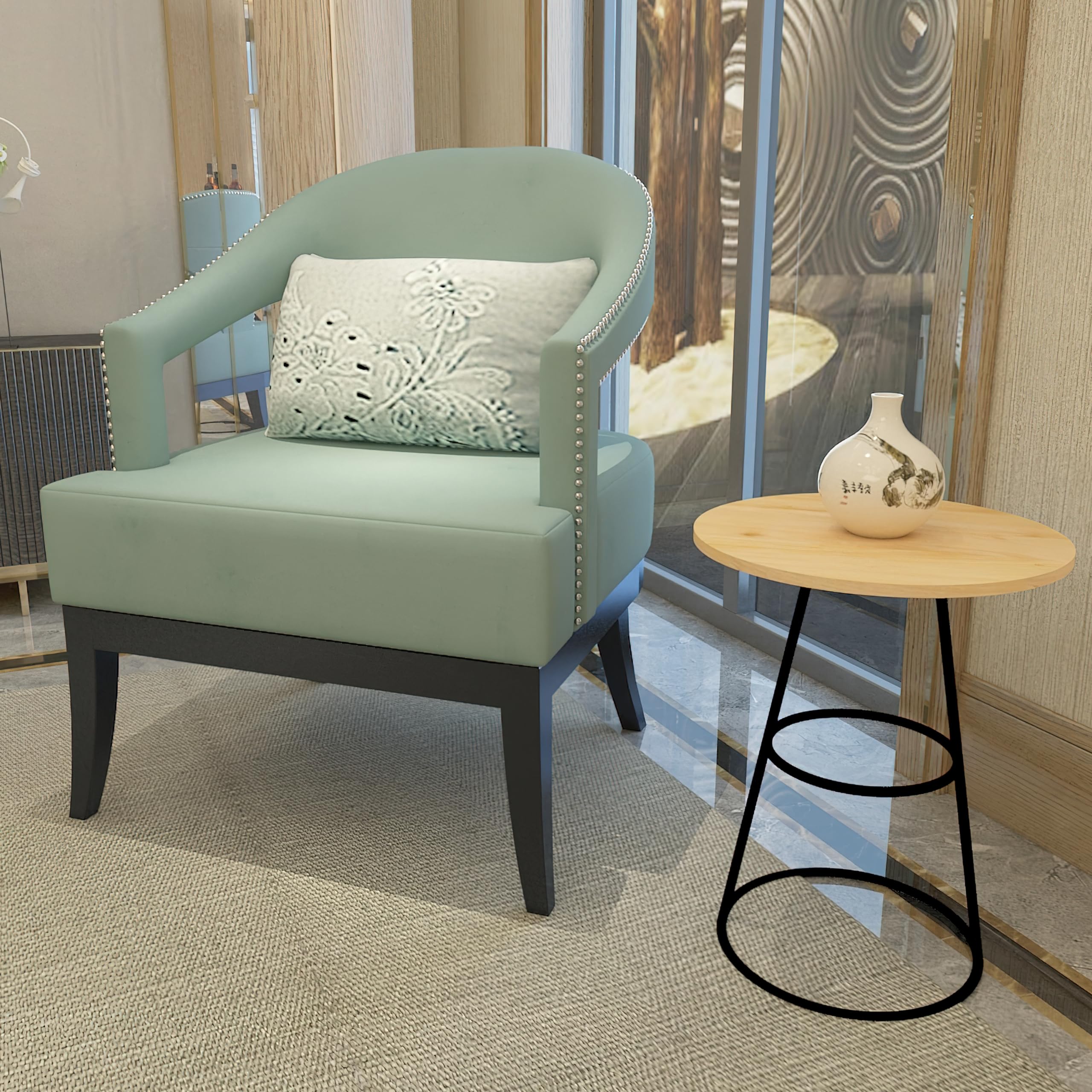 Amelia 20-Inch Side Table - Natural Brown Mango Wood Top, Black Iron Base