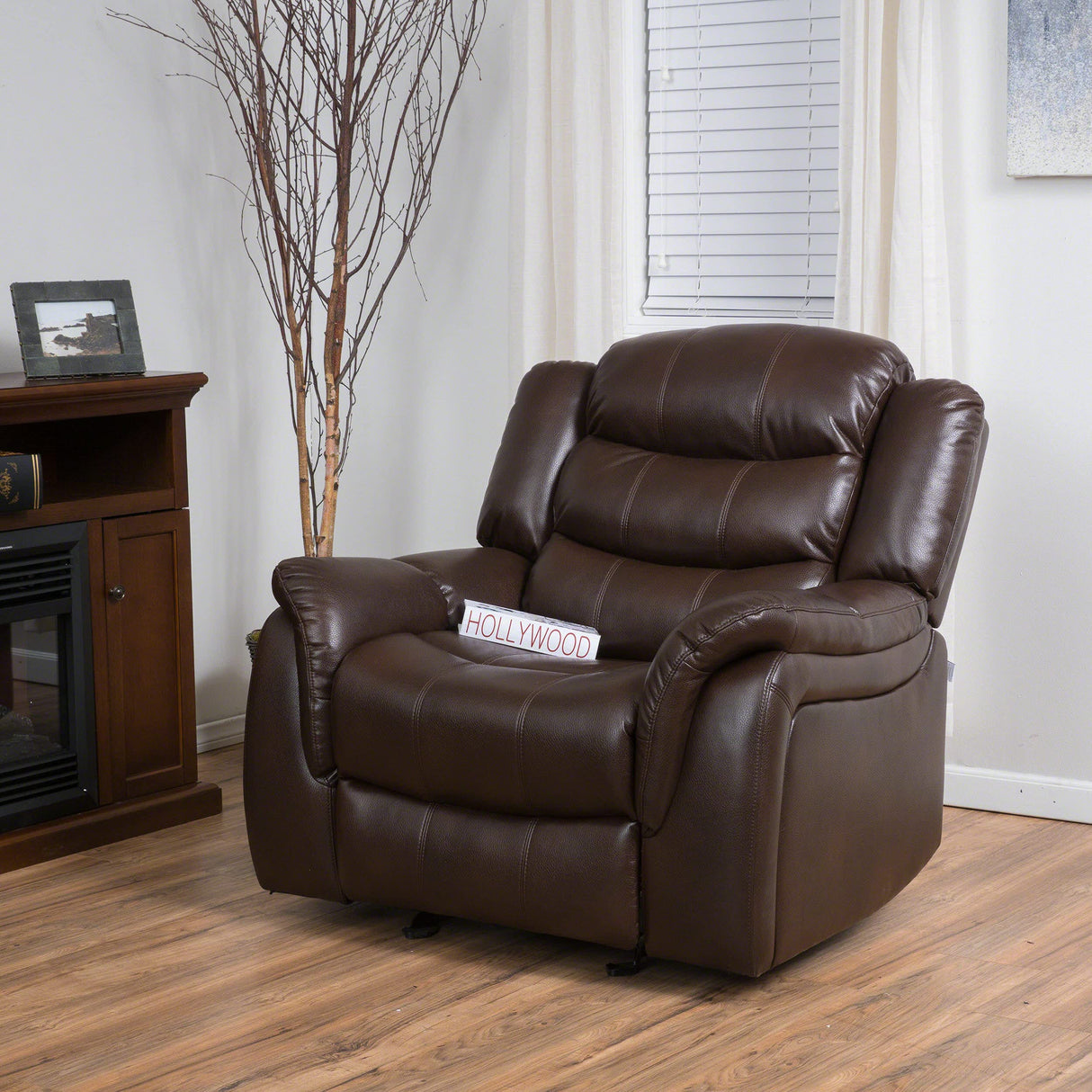 HOME Merit Faux Leather Glider Recliner Club Chair, Dark Brown