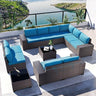 Outdoor Patio Furniture Set 6 Pieces Sectional Rattan Sofa Set Brown PE Rattan Wicker