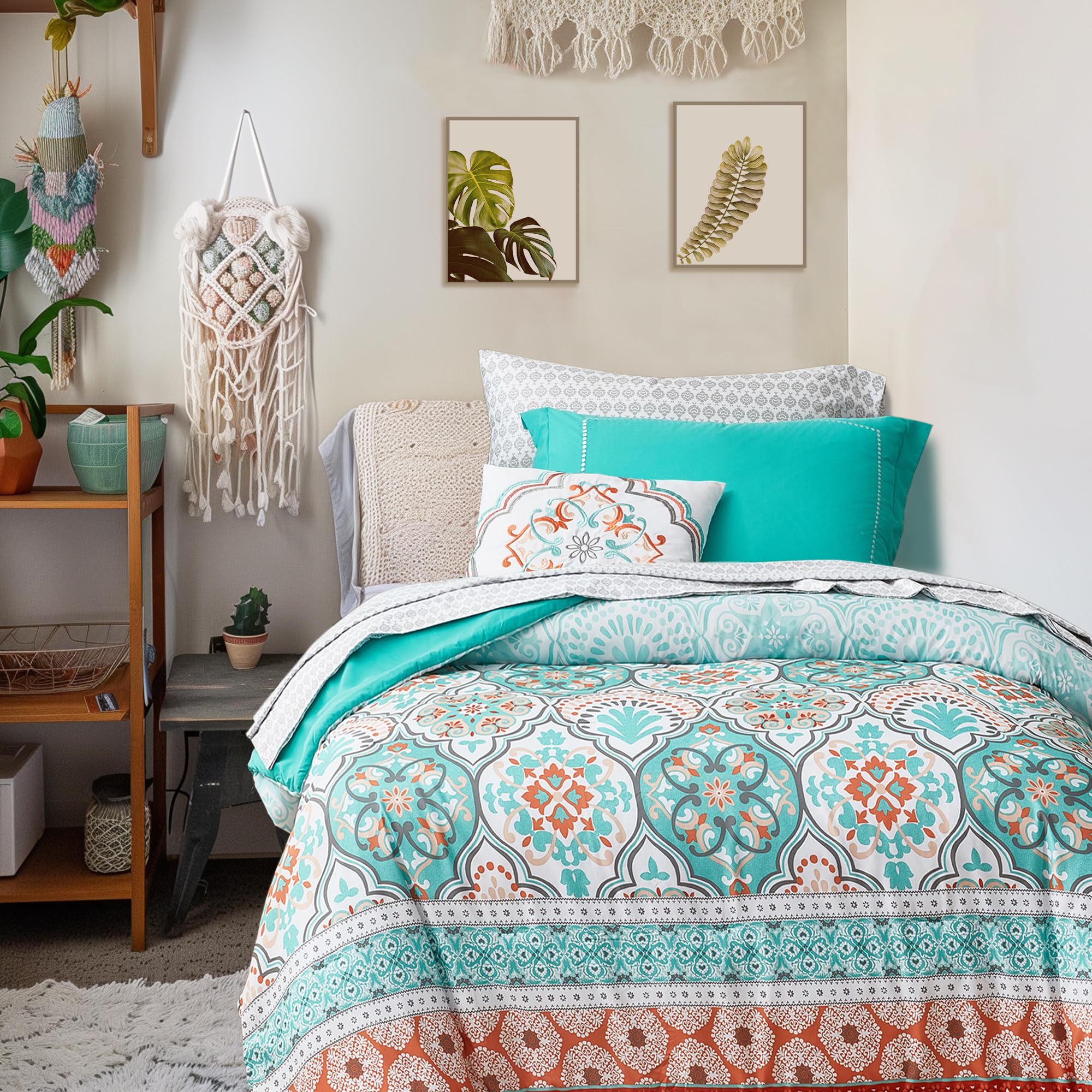 Bed in a Bag Twin XL, Boho Medallion Comforter Sets for College