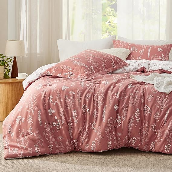 Floral Comforter Set - Queen Bedding Botanical Bed Comforter Queen Set