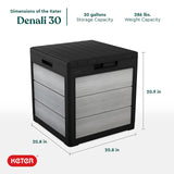 Denali 30 Gallon Resin Deck Box for Patio Furniture, Pool Accessories