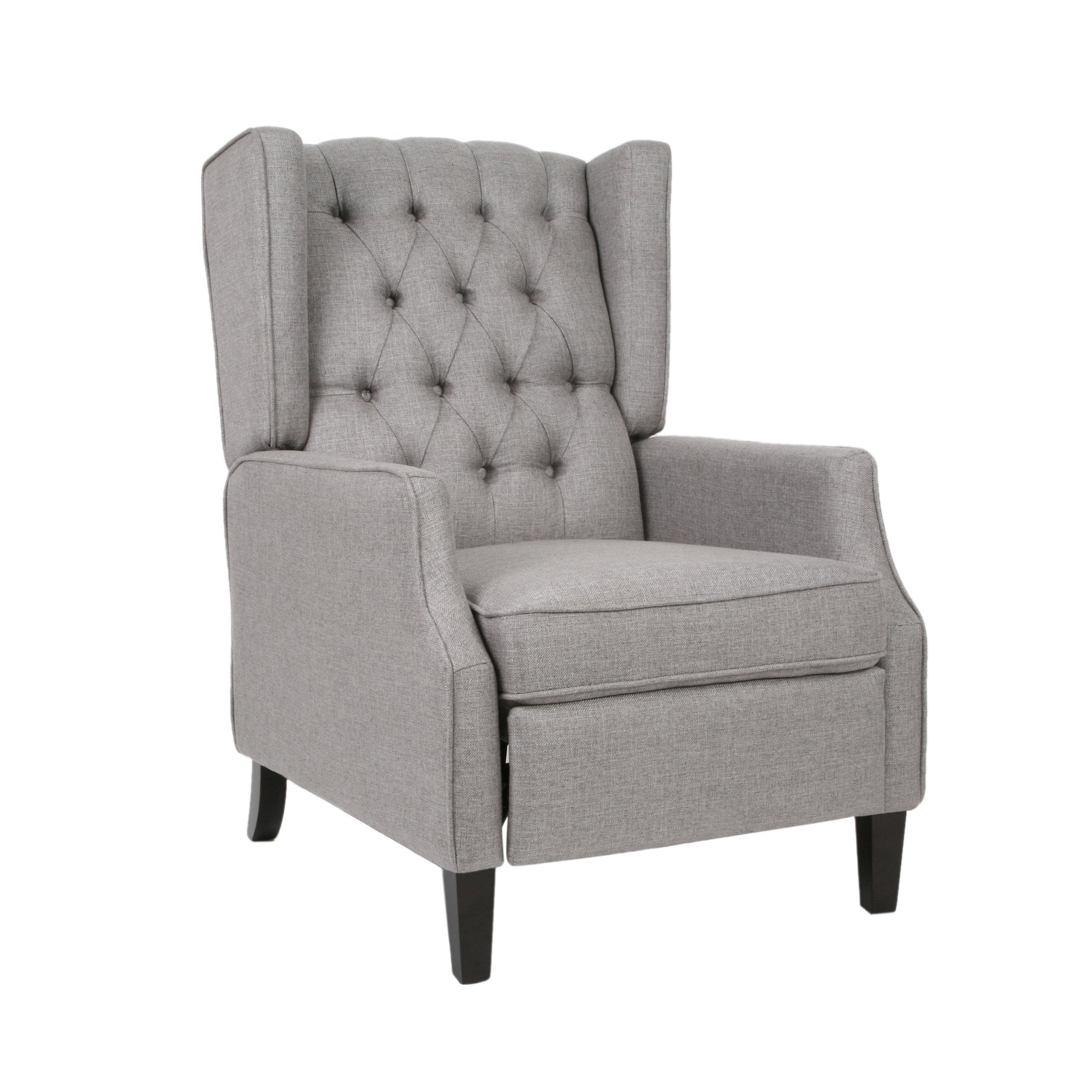 Knight Home Diana Wingback Recliner, Gray + Dark Brown