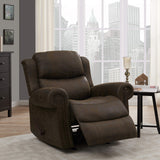 Rocker - Faux Leather Rolled Arm Recliner Chair, Distressed Saddle Brown