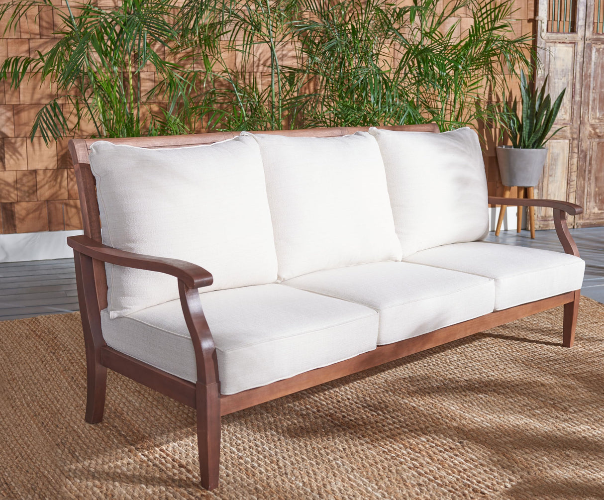 Couture Home Collection Payden Natural Wood/Beige Cushion 3-Seat Outdoor Patio