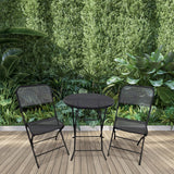 Padova 3 Piece Bistro Outdoor Backyard Dining Set with 2 Folding Chairs and Round