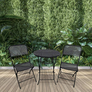 Padova 3 Piece Bistro Outdoor Backyard Dining Set with 2 Folding Chairs and Round