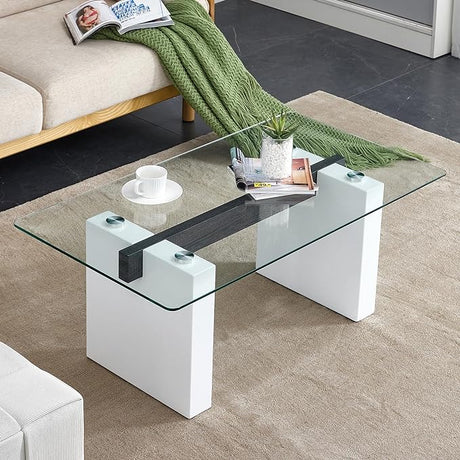 Glass Coffee Table for living room, modern rectangular