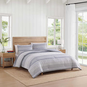 Cotton Textured Comforter Set - Bold Stripe Grey